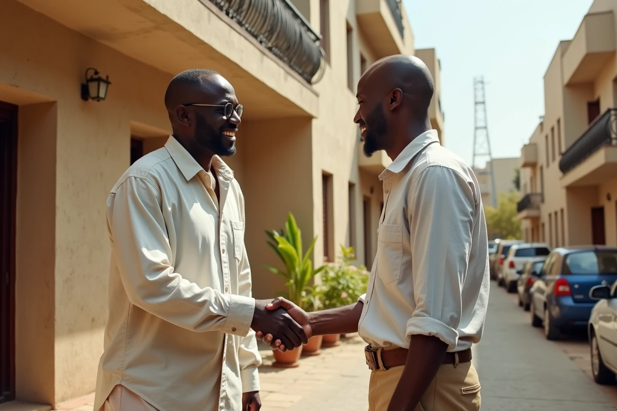 Locataire et propriétaire concluant un accord de location d'appartement dans le quartier Plateau de Dakar