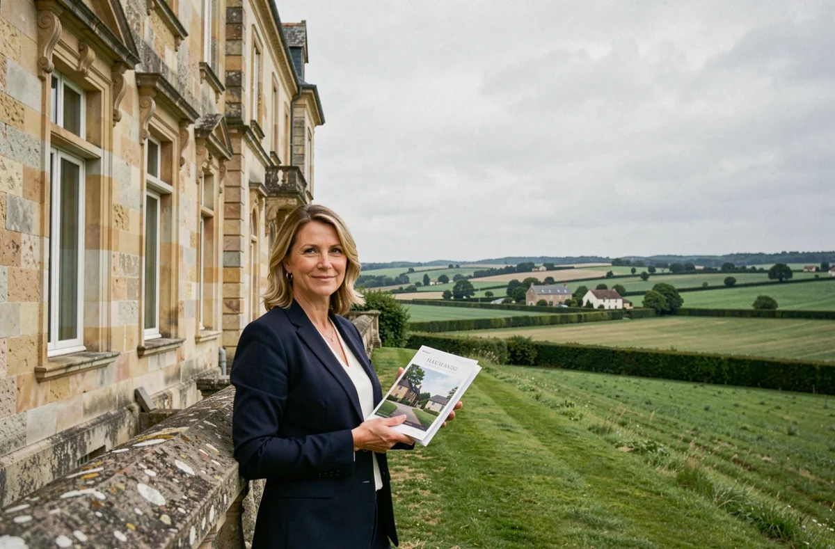 Agente des Agences Privées Haute-Vienne présentant un manoir de prestige dans un cadre rural du Limousin