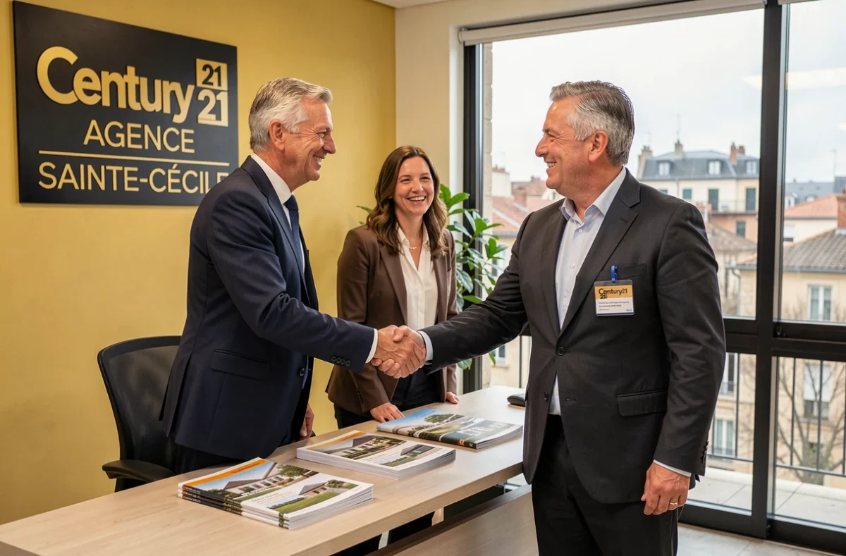 Agent Century 21 Agence Sainte-Cécile à Albi concluant une transaction immobilière avec un couple