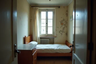 Petite chambre de moins de 9m2 dans un appartement T3, illustrant les risques liés aux logements non conformes pour le propriétaire