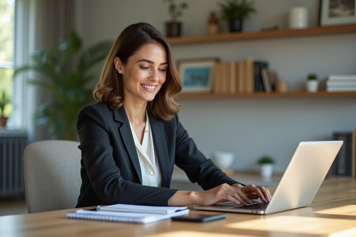 Femme professionnelle dans un bureau moderne et lumineux