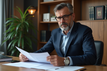 Homme d'affaires en costume dans un bureau moderne