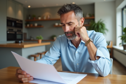 Homme d'affaires en intérieur examine des documents immobiliers