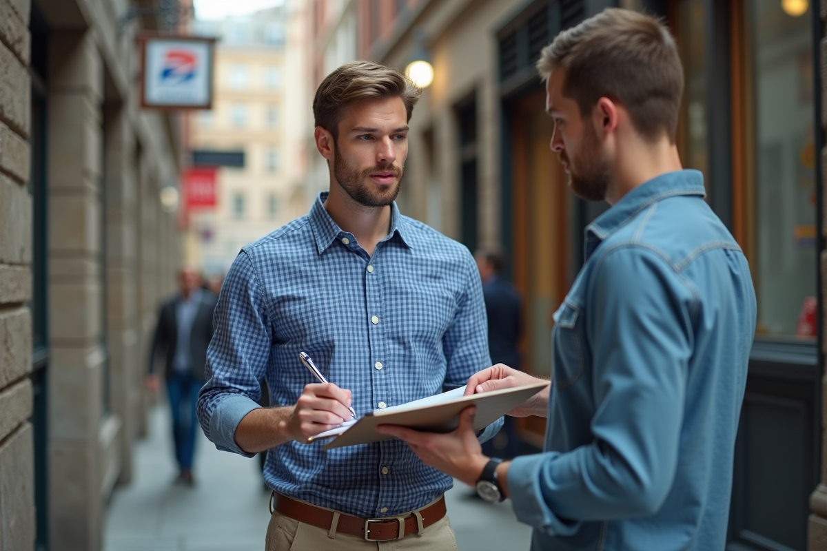 Jeune homme remplissant un formulaire de changement d
