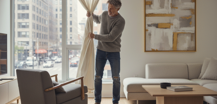 Homme d'âge moyen frustré dans un appartement moderne
