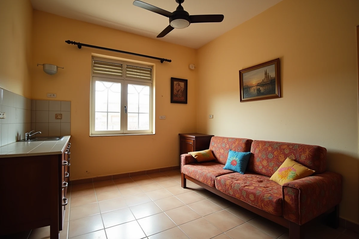 Intérieur d'un appartement meublé abordable à louer dans le quartier Mermoz de Dakar