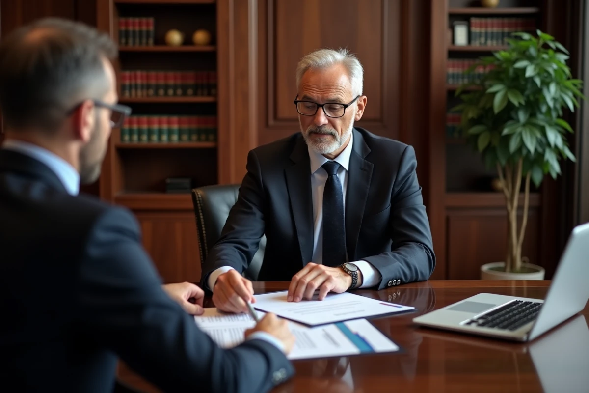 Notaire présentant un rapport d'estimation immobilière pour une succession
