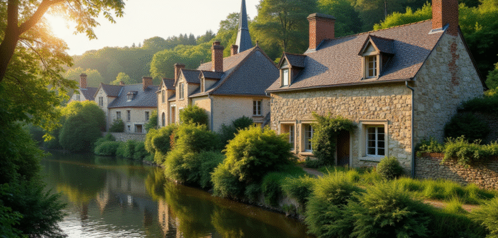 Village au bord de la rivière à La VicomtésurRance